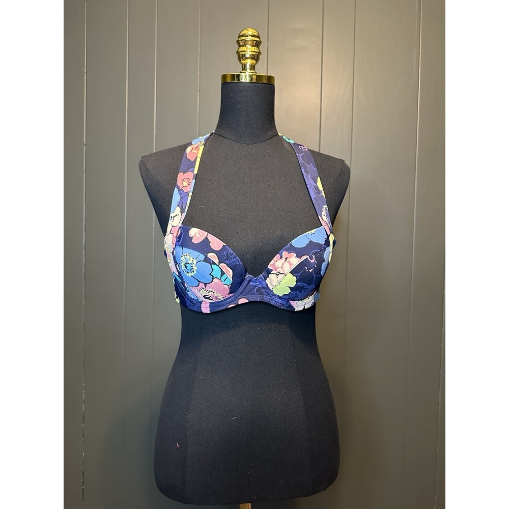 Aerie Blueβ Floral Halter Swim Top 34B